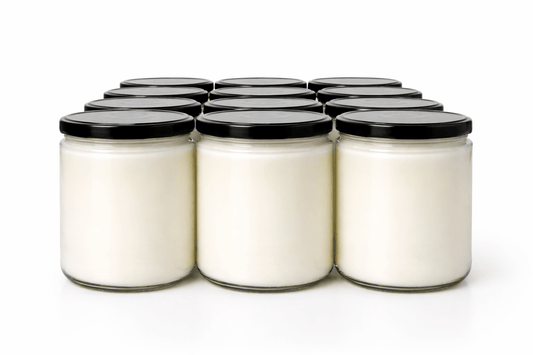 Starting at $10.75 per candle Candles 16 oz Bulk Candles- 12 Pack Clear Jar with Black Lid