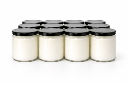 Starting at $7.50 per candle Candles 9 oz Bulk Candles- 12 Pack Clear Jar with Black Lid